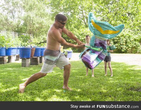 I captured the moment my brother made impact with a piñata