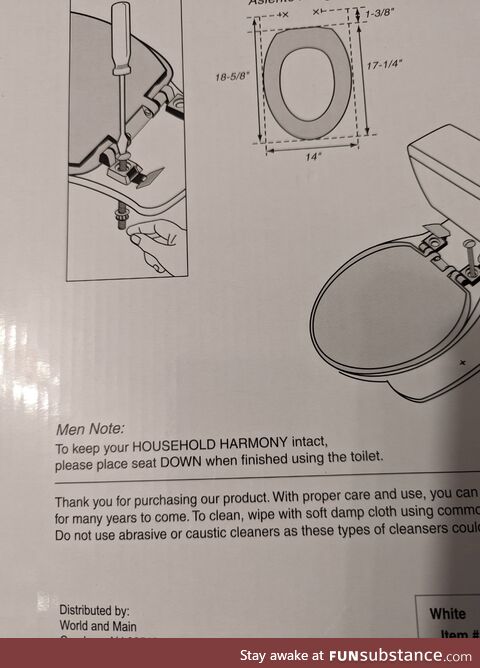 My new toilet seat came with special life instructions for men