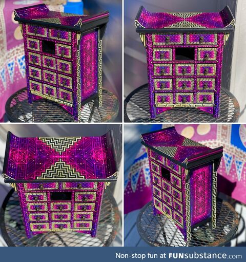I painted this vintage jewelry box with acrylic paints