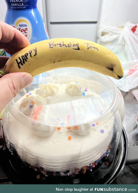 Someone got a birthday banana at the office today