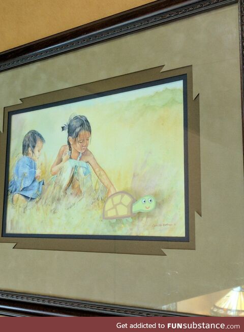 I added Tiddles the Tortoise from Peppa Pig to the art at the office and nobody has