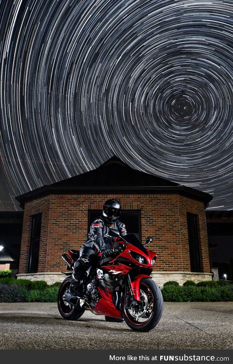 Just a shot of my buddy on his bike under the stars