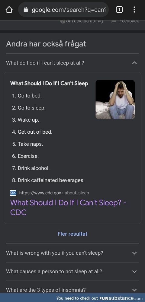 Cant sleep so I Googled for help