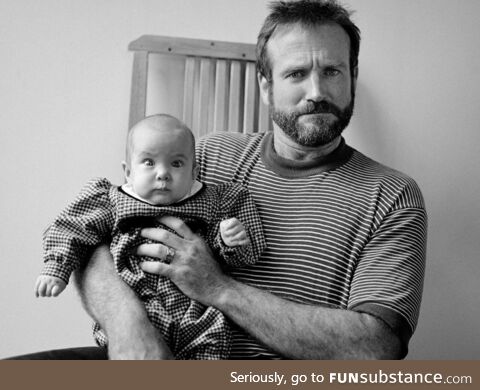 Robin Williams with his daughter Zelda, 1989