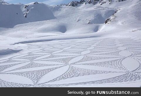 Man Walks All Day to Create Spectacular Snow Patterns