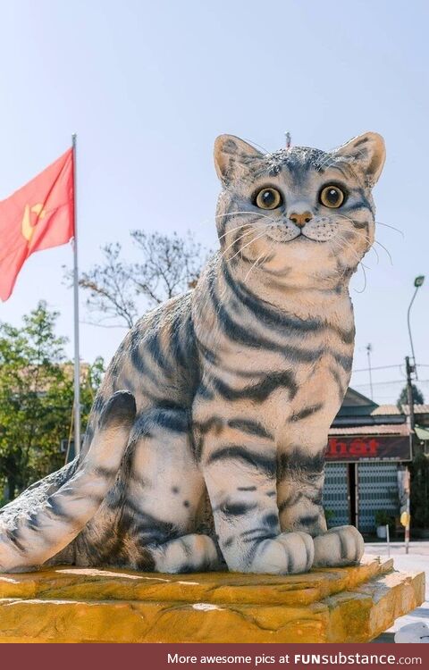 Giant cat statue in Quang Tri province, Viet Nam