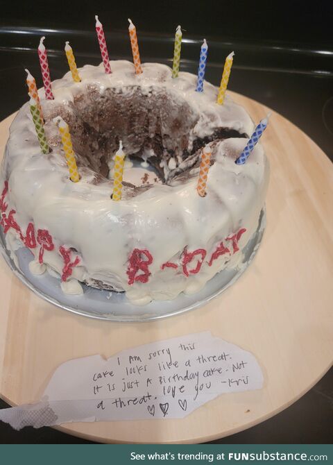 It's my birthday today and my little sister surprised me with a cake. Warmed my heart and