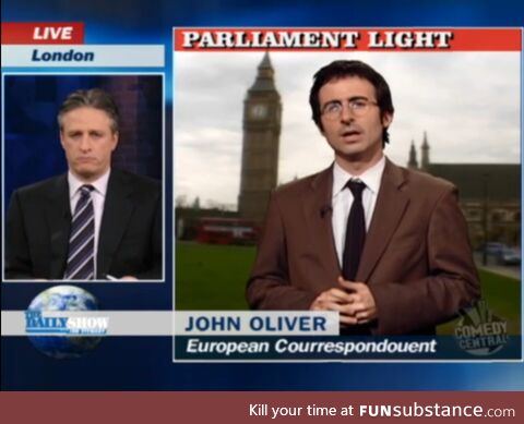 John Oliver's Debut on The Daily Show, 2006. "Parliament Light" (link in comments)