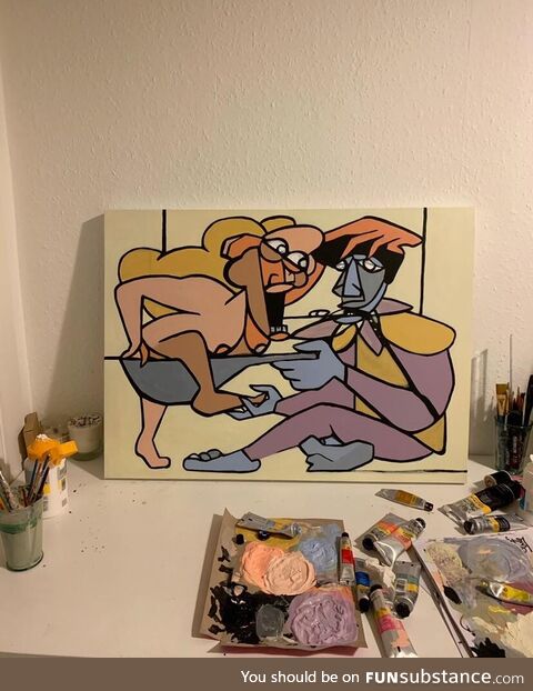 [OC] My interpretation of addiction through a painting I made last year