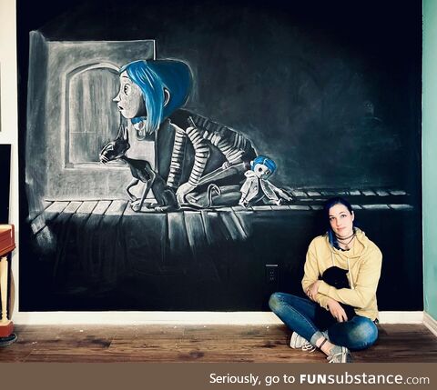 Coraline chalk drawing! (oc)