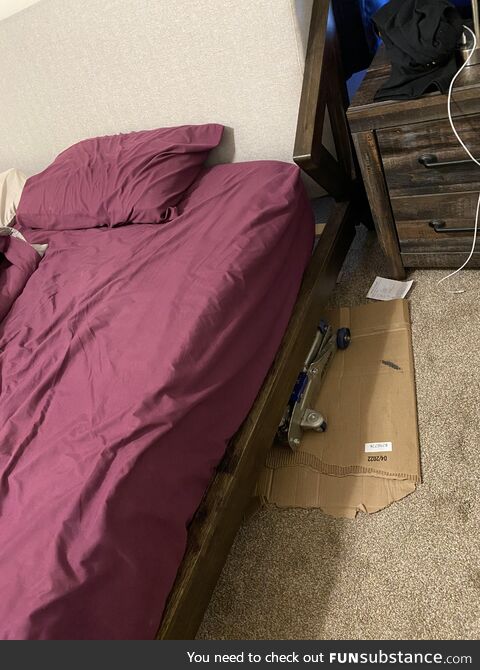 Got too frisky with the wife. This is my bed for the next two weeks