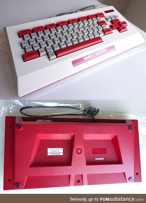 An unused original Nintendo Famicom keyboard from 1984.