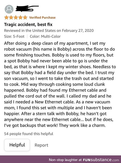 Was looking to find a pack of new short Cat 6 cables and found this as the top review