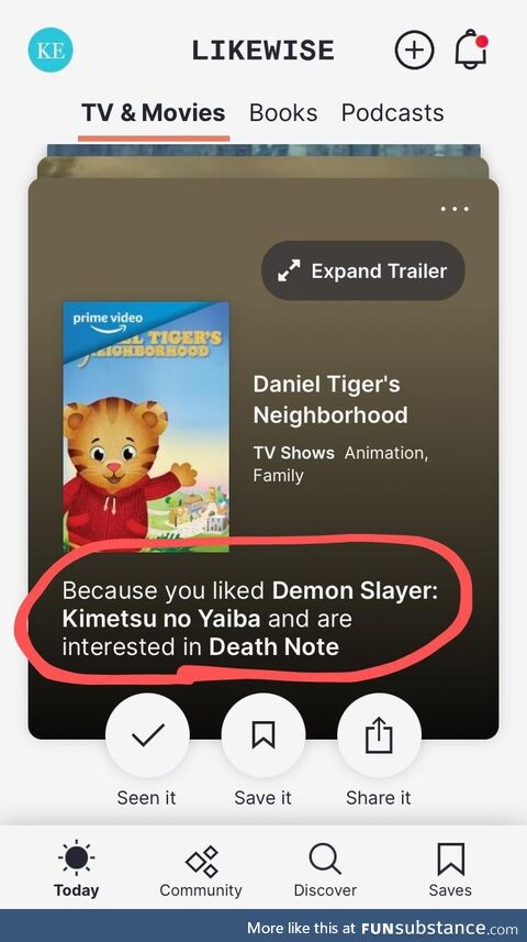 How is Daniel Tiger's Neighborhood related to dark anime?