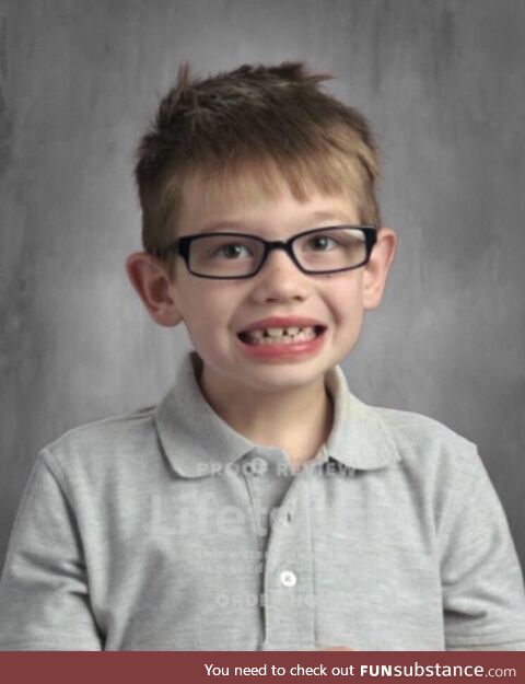 The retake picture for my son’s 1st grade photo. Honestly this is how I go through my