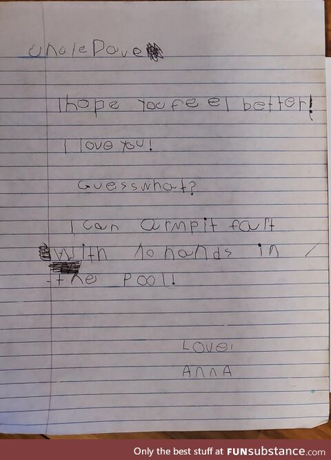 [OC] My 5YO daughter wrote my brother this letter to send him while he is in rehab