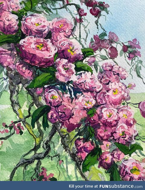 Went a bit outside my comfort zone and painted some cherry blossoms today! [OC]