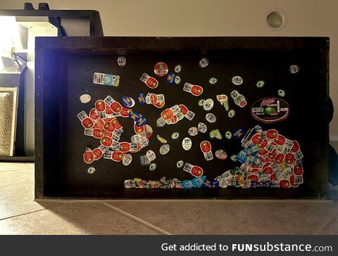 My kids just told me they’ve been putting fruit stickers under our kitchen cabinet for