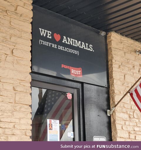 I'm on vacation and this is above the entrance at a meat market by where we are staying