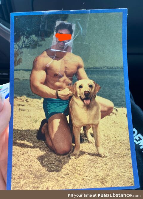 The birthday card my bf gave me with his face taped on