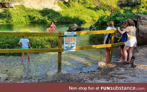 I guess that sign and fence are just decorative