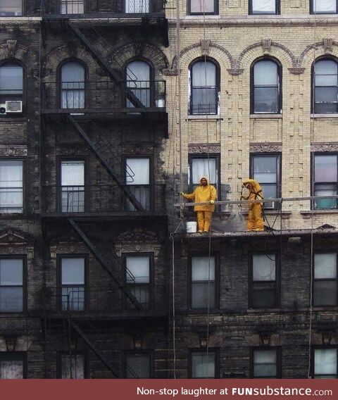 Power washing buildings in New York City