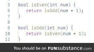 Rate my isEven and isOdd functions