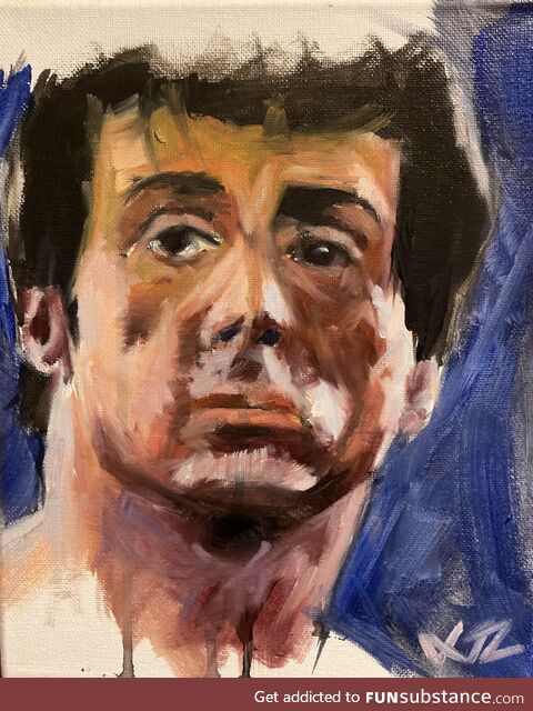 An oil painting I did of Sylvester Stallone from the movie Rocky [OC]