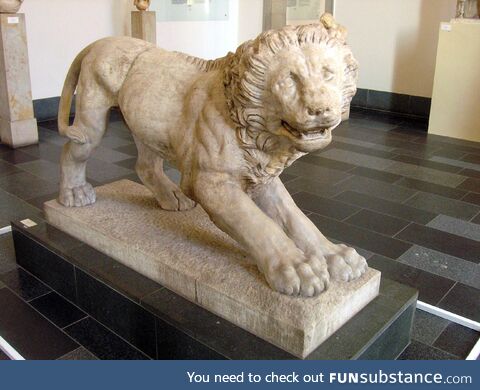 Marble grave lion from Athens around 320 BC. Pergamon Museum