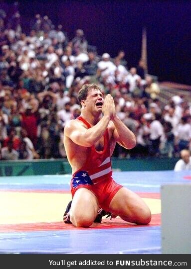 Kurt Angle, Atlanta Olympics winning gold with a broken neck
