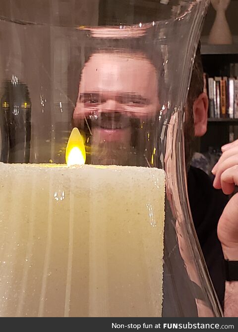 My brother's face, from my point of view, the entirety of our Thanksgiving dinner. I