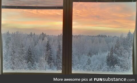 View from the window of my apartment in Finland - a beautiful sunset at 3 PM