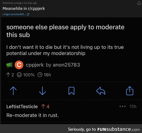 Re-moderate it in rust