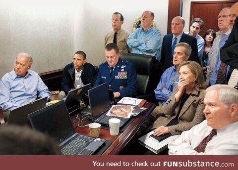 After giving the order, Obama and others observe the raid on Osama bin Laden's compound,