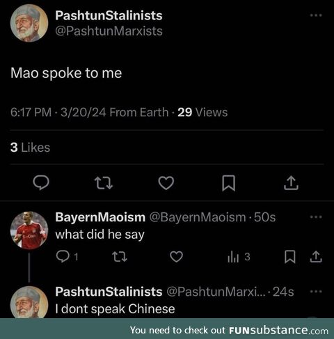 Mao said “我不會說中文“