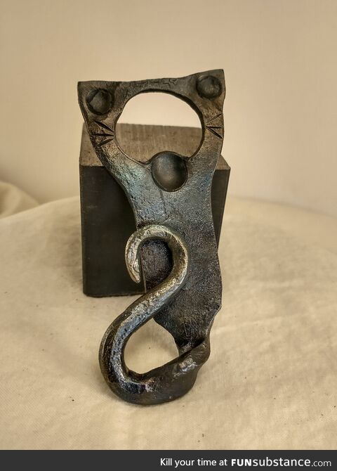 Tried again to make a cat bottle opener, closer but still needs work