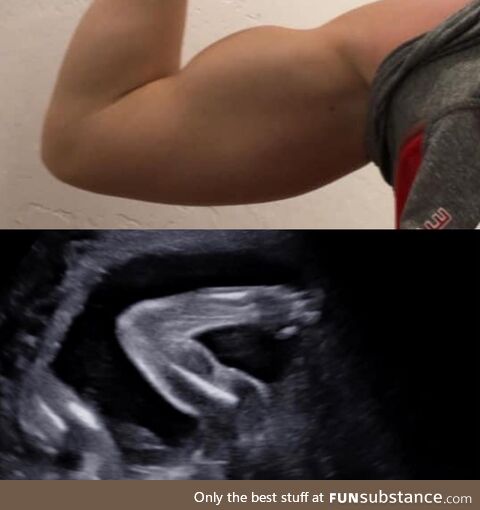 [OC] my sons got his moms biceps