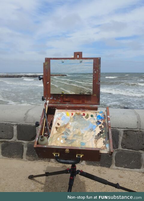 I spent a day painting by the ocean