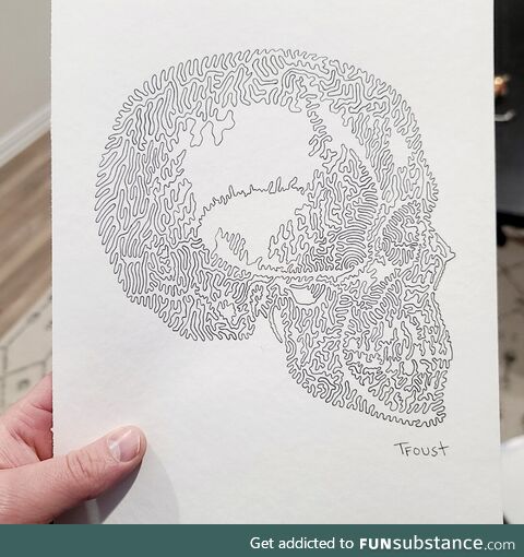 I love to draw images using one line that does not intersect. Wanted to share this one