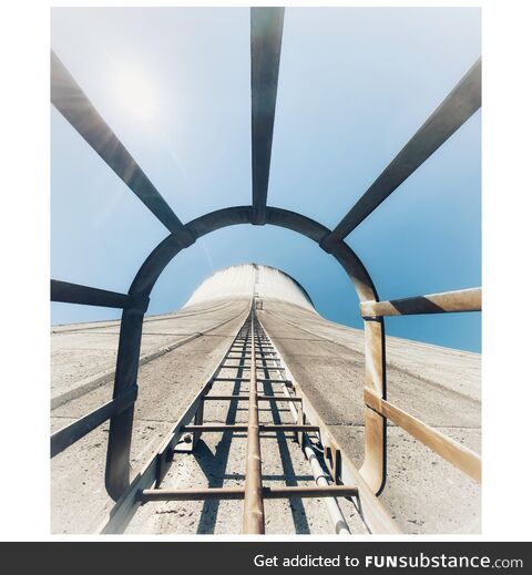 Another photo of the ladder on the cooling tower we climbed