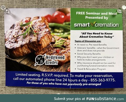 My coworker received this in the mail. He said their food isn’t very good