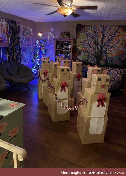 My son just wanted gift cards for Christmas. This is how we wrapped them. Santa’s