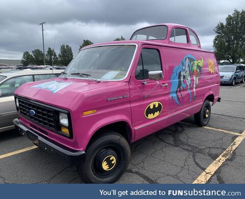 This Batman van has a Volkswagen Beetle top built into for some reason