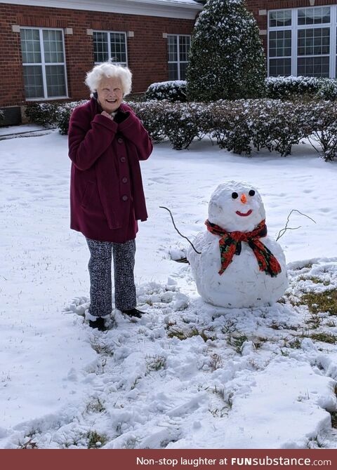 My grandmother and her snowman