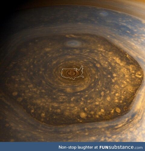 To give you an idea of just how large Saturn’s “hexagon” storm is