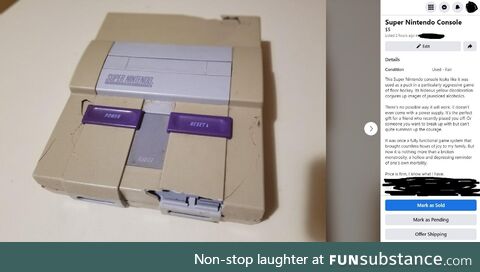 Found this Super Nintendo for sale on Marketplace with an interesting description