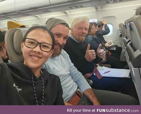 We met Richard Branson on our economy connecting flight