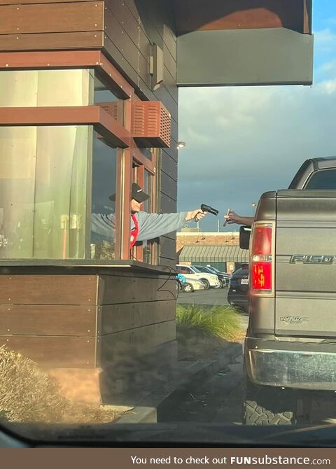 Imagine being in line at Starbucks glancing up to misunderstand what was taking place