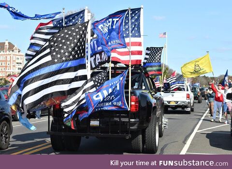 Flags flags and more flags. They love them some flags
