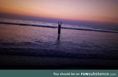 Standing alone on the beach 
